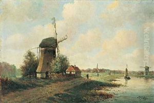 Hollandische Flusslandschaft Mit Zwei Muhlen Hollandische Flusslandschaft Mit Zwei Muhlen