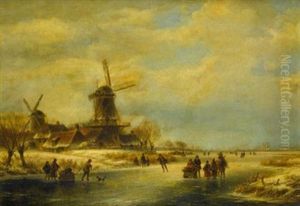 Landscape With Villagers On A Frozen Waterway