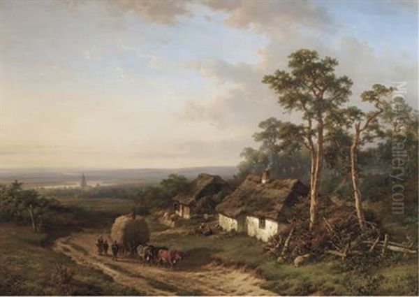 Geldersch Landschap: A Panoramic River Landscape With Farmers Returning Home - view 1