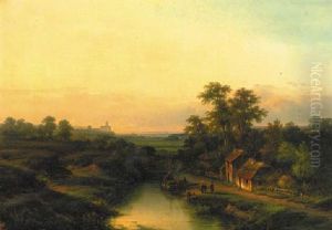 A Panoramic View Of A Wooded Valley At Dusk