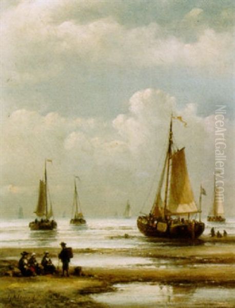 Bomschuiten And Fisherfolk On The Beach - view 1