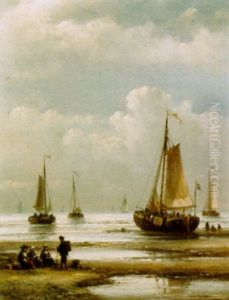 Bomschuiten And Fisherfolk On The Beach