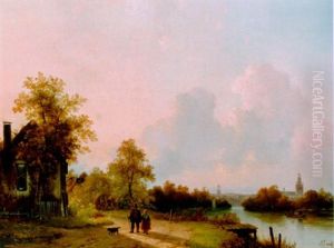 Figures By An Inn In A River Landscape
