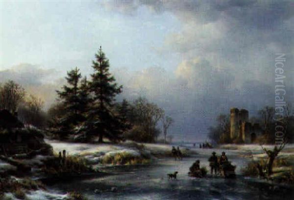 A Dutch Winter Landscape With Faggot Gatherers - view 1