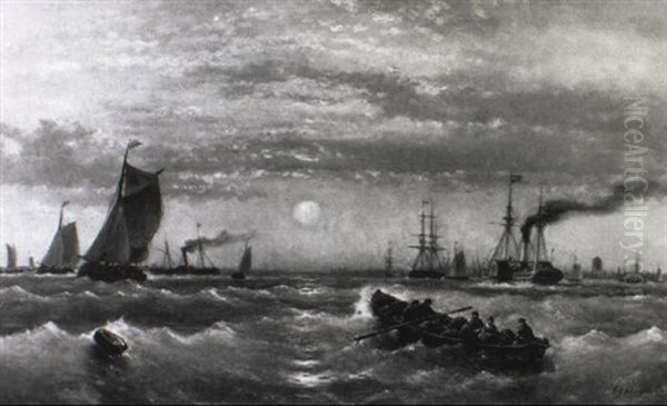 Stoom- En Zeilschepen Op De Rede Van Den Briel - view 1