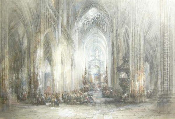 Antwerp Cathedral; An Interior Withmany Figures - view 1