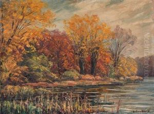 Markische Seelandschaft Im Herbstlaub by Leopold Klein von Diepold