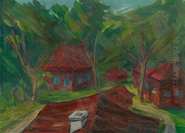 Landschaft Mir Roten Hausern - view 1