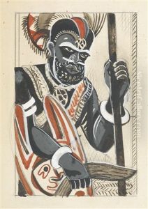 Australier (+ Preliminary Sketch For Same, Brush, Ink, Body- And Watecorlor; 2 Works)