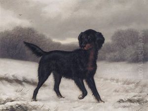 Jagdhund Auf Verschneitem Feld by Friedrich Emil Klein