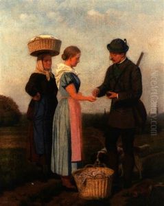 Sonntagsjager Erwirbt Von Einer Jungen Landfrau Einen Hasen by Friedrich Emil Klein