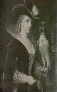 Portrait Of A Lady With A Falcon by Friedrich Emil Klein