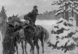 Dragoner-patrouille Im Schnee by Hugo Klein