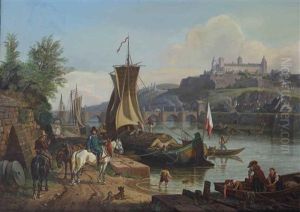 A View Of Wurtzburg With The Old Bridge And The Marienberg Fortress by Johann Adam Klein