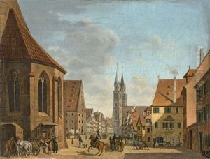 Die Konigstrasse In Nurnberg Mit Blick Auf St. Lorenz by Johann Adam Klein