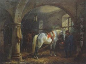 Der Reitschimmel Im Stall by Johann Adam Klein