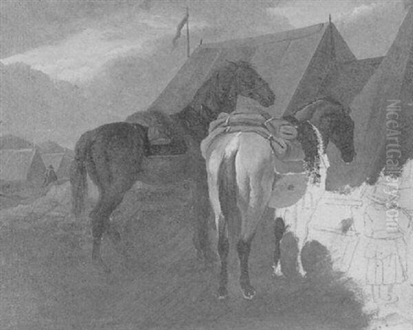 Zwei Wachter Mit Soldaten Am Lager - view 1