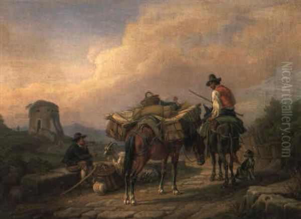 Italian Countryfolk Resting On The Way To The Market - view 1
