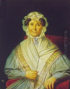 Portraet Med Kvinde Med Sjal by Johann Josef Friedrich Klein
