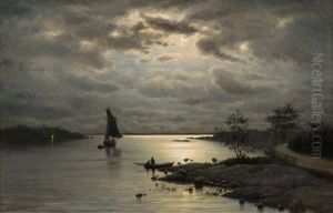 Moonlight Landscape by Oskar Conrad Kleineh