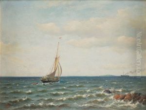 Vessels At Sea by Oskar Conrad Kleineh