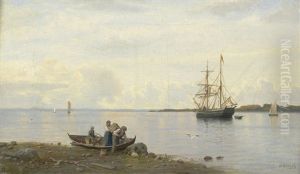 Segelschiff Auf Reede Vor Der Finnischen Kuste