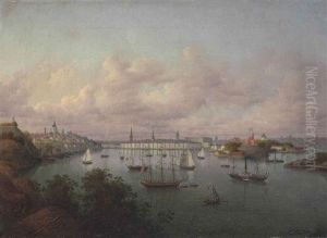 View Of Stockholm Harbor by Oskar Conrad Kleineh