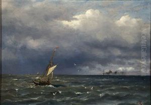 Fishing Boat At The Sea by Oskar Conrad Kleineh