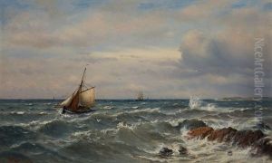 Fishing Boat In A Fresh Breeze by Oskar Conrad Kleineh