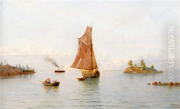 Dampfer, Segelboot Und Kahn An Finnischer Kuste - view 1
