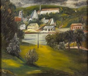 Liegender Weiblicher Akt - Landschaft Bei Wasserburg Am Inn by Paul Kleinschmidt