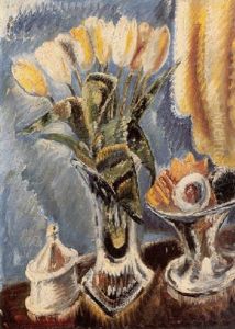 Stilleben Mit Blumen Und Konfektschale by Paul Kleinschmidt
