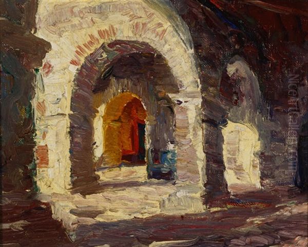 Sunlit Cloisters, San Juan Capistrano Mission Cloisters by Joseph Kleitsch