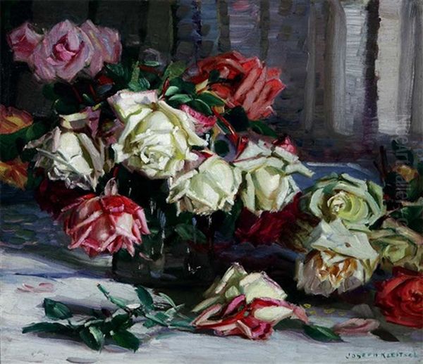 Still Life Roses In Glass Vase - view 1