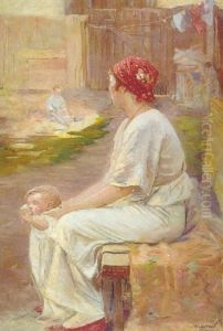 Mother And Child by Joseph Kleitsch
