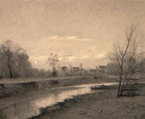 River Landscape In Winter - view 1