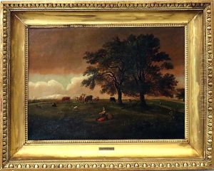 Landschaft Mit Bauerin Und Ihrer Herde Auf Anhohe by Johann Christian Klengel