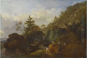 Bewaldete Berglandschaft Mit Steg by Johann Christian Klengel