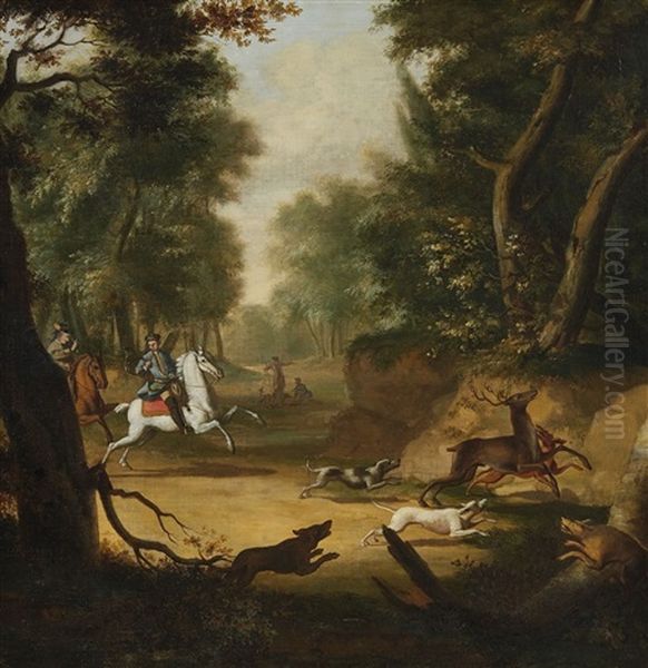 Deer Hunt With Two Huntsmen On Horseback (+ Boar Hunt With Two Beaters And Two Huntsmen On Horseback; 2 Works) - view 1