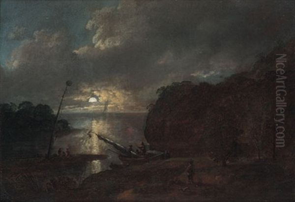Mondscheinlandschaft Mit Fischern - view 1