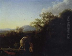 Sudliche Landschaft Mit Badenden Frauen by Johann Christian Klengel