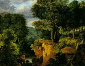 Felige Fluslandschaft Mit Wilderer by Johann Christian Klengel