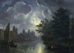 Nachtliche Szene Am Fluss by Willem De Klerk