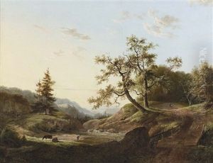 Stelzenlaufer In Einer Bewaldeten Flusslandschaft Stelzenlaufer In Einer Bewaldeten Flusslandschaft