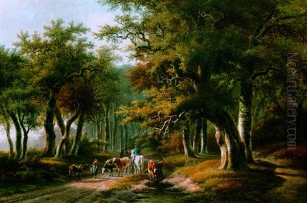 Figures With Cattle In A Landscape - view 1