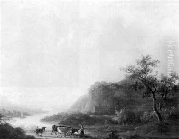 Rijnlandschap Met Herders Op Een Landweg - view 1