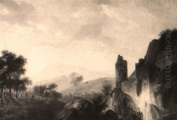 Travellers And Shepherds By A Castle Ruin - view 1