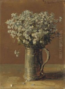 Wild Flax In A Pewter Tankard by Yuliy Yulevich Klever the Younger