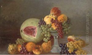 A Melon, Oranges, Pears, Grapes And Pomegranates