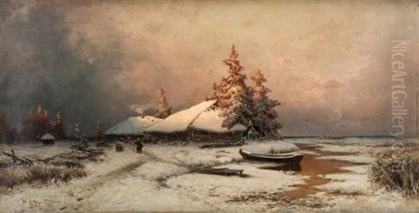 Hut At Winter Twilight - view 1